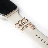 ARTVALL Smartwatch-Armband Apple Watch Charms Set 38/40/41mm & 42/44/45/49mm, Smartwatch Schmuck Herzanhänger & Strasssteine Rosegold