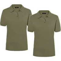 James & Nicholson Poloshirt Doppelpack Feines Damen Piqué-Poloshirt mit gestrickten Bündchen JN071 (Doppelpack, 2er-Pack) Sportlicher Schnitt mit Seitenschlitzen