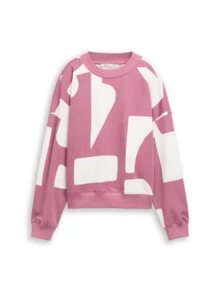 Denim Tom Tailor - Loose Fit Sweatshirt mit Muster dusty berry big scale print - Gr. - S