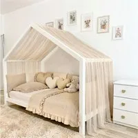 Baby Fancyroom Betthimmel Premium Hausbett Himmel aus Tüll, Betthimmel für Kinderbett, Baldachin, gekräuselt
