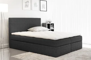 Boxspringbett Schlafzimmerbett KELIS Webstoff Schwarz 200x200cm