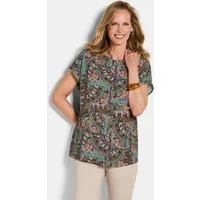 GOLDNER Shirtbluse Viskoseshirt mit Muster-Mix Schlupfbluse mit U-Boot-Ausschnitt und Kurzarm