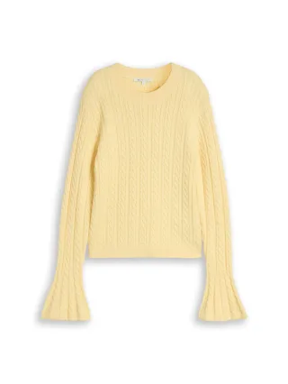 Denim Tom Tailor - Strickpullover mit Zopfmuster soft vanilla yellow - Gr. - L