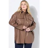 Studio Untold Hemdbluse Lederoptik-Hemd oversized Brusttaschen Langarm