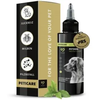 Peticare Anti-Parasiten Mittel für Hunde gegen Milben Flöhe Pilze 50 ml