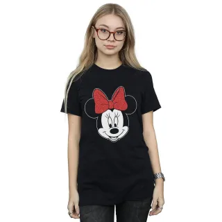Disney Damen/Damen Minnie Mouse Head Baumwolle Boyfriend T-Shirt (Schwarz)