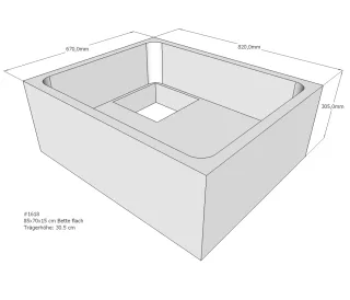 Neuesbad Wannenträger für Bette flach 85x70x15 SD22042