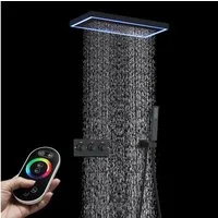 Oihpaw Duschsystem 400x200mm 64-farbiger LED-Musik-Duschkopf, Decken-Regenbrauseset, 2 Strahlart(en), 1 tlg., 2-Funktions-Hauptkörper mit Warm- und Kaltwasser, Mit Handbrause