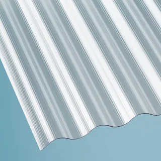 Polycarbonat Lichtplatte | Wellplatte | 76/18 | 1,4 mm | Breite 900 mm | gerillt | glasklar