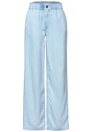 Street One - Wide Leg Hose mit elastischem Bund blau - Gr. - 30