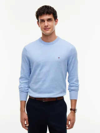 PIMA ORG CTN CASHMERE CREW NECK Vessel Blue Heather - Gr. - L