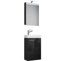 VCM Badmöbel-Set 3-tlg Gäste WC Waschplatz Waschtisch Slito Schrank, (Komplett-Set, 3-St., 1x Unterschrank 1x Waschbecken 1x Spiegelschrank), 130x41x22cm schmal