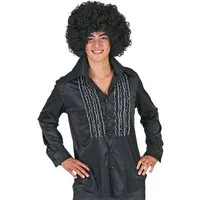 Funny Fashion Kostüm Hippie Rüschenhemd für Herren, Schwarz