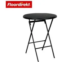 Floordirekt Klapptisch runder Gartentisch Toyama klappbar Ø 60 cm schwarzer Balkontisch, Platzsparend zusammenklappbar & leicht zu transportieren