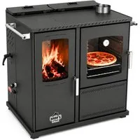 Baba's Kaminofen Hybridofen Pellets und Holz Kombiofen mit Backfach mit Herdplatte, 10 kW, Dauerbrand, Dauerbrandofen, Pelletofen ohne Strom Holzofen Holz Ofen Kamin