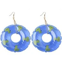Metamorph Paar Ohrhaken Schwimmreifen Ohrringe blau, Lustige und ausgefallene Ohrringe mit Haken aus Edelstahl