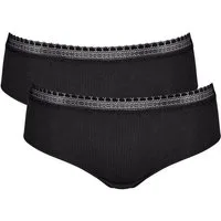 sloggi Hipster GO Ribbed (2er Pack) Feinripp, Stretch-Spitze, Baumwollmix, bequem, elastisch, weich