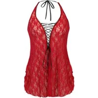 Vanilla night&day Negligé (Set, 1-tlg., 1-teilig) Damen Spitzen-Hemdchen Blumenmuster Neckholder