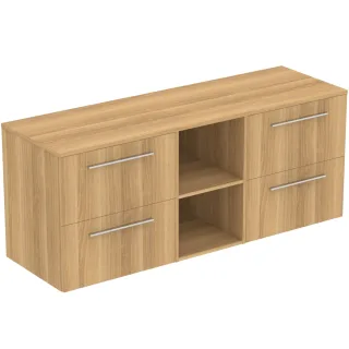 Ideal Standard Möbel-Set 160cm i.life B 4 Auszüge 2 mi.off.Fächer Gr.Chrom Eiche Natur, T5844NX T5844NX