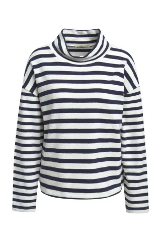 Smith&Soul - Boxy Longsleeve Slub Striped marine - Gr. - XS
