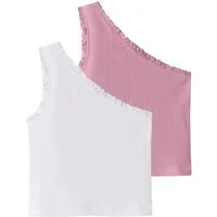 Name It One-Shoulder-Top NKFJABINA ONESHOULDER SHORT TOP 2P (Packung, 2-tlg) Baumwollmischung, slim fit