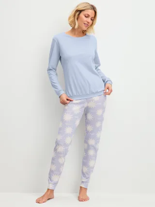 CALIDA - DAMEN Pyjama mit Bündchen harmony blue - Gr. - M
