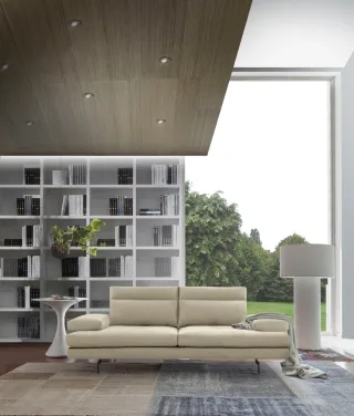 CALIA ITALIA 3-Sitzer "Toby Wing, 208 cm breit, Designsofa, hochwertige Verarbeitungsdetails" inkl. Sitztiefenverstellung und Armteilfunktion, Füße in Schwarz matt