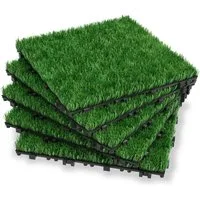 FIVMEN Kunststoff-Fliesen Kunstrase Kunststoff 30 x 30 cm, Rasenteppich Rasenfliese Grasmatte, 33 St., für Balkon Terrasse