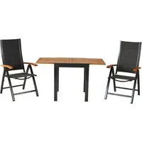 MERXX Balkonset Paxos, (Set, 3-tlg), inkl. 2 Klappsessel, 1 Balkonausziehtisch