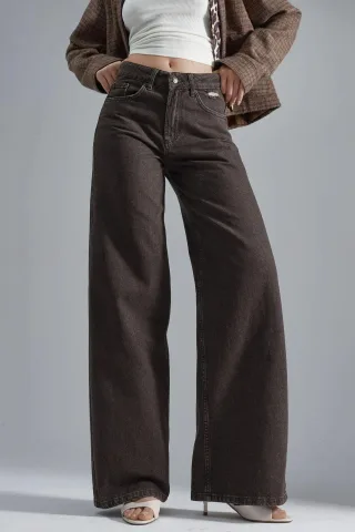 90er Jahre Hohe Taille Weite Beine Denim Jeans
