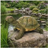 Online-Fuchs Gartenfigur für draußen - Schildkröte als Gartenteichdeko - 32 cm groß, (wetterfest, wirkt täuschend echt), aus hochwertigem Kunstharz (Polyresin) hergestellt