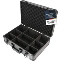 HMF Werkzeugkoffer robuster Alu Transportkoffer, Metallkoffer, mit individueller Facheinteilung, 46x15x33 cm, schwarz