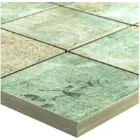 Mosafil Mosaikfliesen Keramikmosaik Fliesen Moonlight Braun Grün 71x71mm, Feinsteinzeug 29.000x29.000, beige-braun-grün, Verlegefertig auf ein Netz geklebt - Frostsicher - Wasserfest -