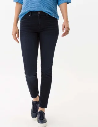 Brax Damen Röhrenjeans Style ANA USED DARK BLUE, denim dunkelblau, Gr. 38L