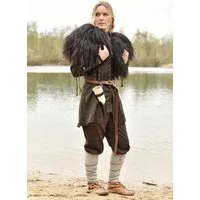 Battle Merchant Wikinger-Kostüm Schulterfell aus Nordlandschnucken-Fell, schwarz S/M