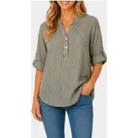 Mississhop Schlupfbluse Damen 100 % Baumwolle -leichte Schlupfbluse gestreift S/M