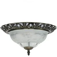 Licht-Erlebnisse Deckenleuchte FLUSH, ohne Leuchtmittel, Jugendstil Deckenlampe Messing antik gländend Metall Glas Esstisch