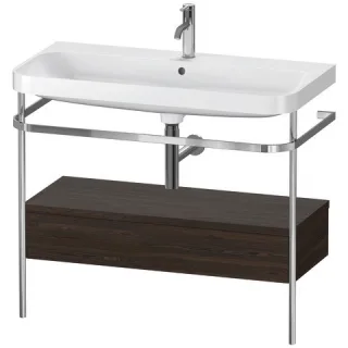 Duravit Happy D.2 Plus c-shaped Set mit Metallkonsole und Schubkasten Nussbaum gebürstet Matt 975x49 HP4843O6969