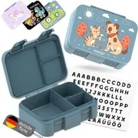 BEARFOOT Lunchbox Brotdose mit Fächern, leicht & auslaufsicher - Hund & Katze, PP, ABS, Silikon, Kindergarten und Schule - Mädchen und Jungen, Vesperbox, Snackbox
