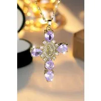 nhaos Kreuzkette Beautiful Cross – Vergoldete Damen Halskette mit Kreuz-Anhänger (Set, inkl. Kreuzanhänger), Damen Schmuckset - Set mit Halskette und Kreuzanhänger