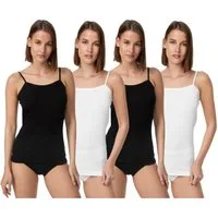 TEXEMP Spaghettitop 4er Pack Damen Unterhemd Spaghettiträger Trägertop Tank Baumwolle Top (4-tlg)