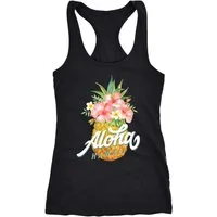 Neverless Tanktop Damen Tank-Top Ananas Aloha Hawaii Blumen Pineapple Tropical Summer
