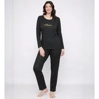 fashionshowcase Schlafanzug Damen Pyjama Set Hausanzug aus Baumwolle mit Schriftzug (2-teilig)