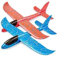 Flanacom Spielzeug-Flugzeug XXL Styroporflugzeug Styroporflieger für Kinder, (Set, 6-tlg., 2-tlg), zweifarbig
