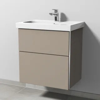 Sanipa 3way Waschtischunterbau zu Geberit iCon Light Waschtisch mit 2 Auszügen, Sandgrau-Matt BS57167