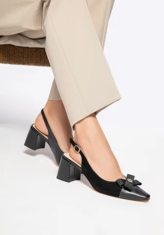Wittchen Damen-Pumps aus Leder mit Blockabsatz, Schwarz, Naturleder