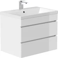 Magnolia Home Waschtisch Badmöbel Via 70 SoftClose weiss hochglanz mit grifflosen Schubladen