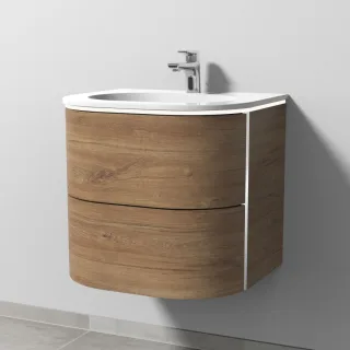 Sanipa 4balance Keramik-Set mit 2 Auszügen und LED-Beleuchtung, Eiche-Kansas, DL41159 DL41159