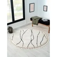 Myflair Möbel & Accessoires Hochflor-Teppich Moroccan Handwrite, rund, Höhe: 24 mm, modern, marokkanisches Design, flauschig weich, mit Fransen