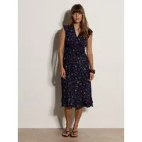 Apricot Midikleid Geblümtes Midi-Kleid mit Rüschen und Gürtel